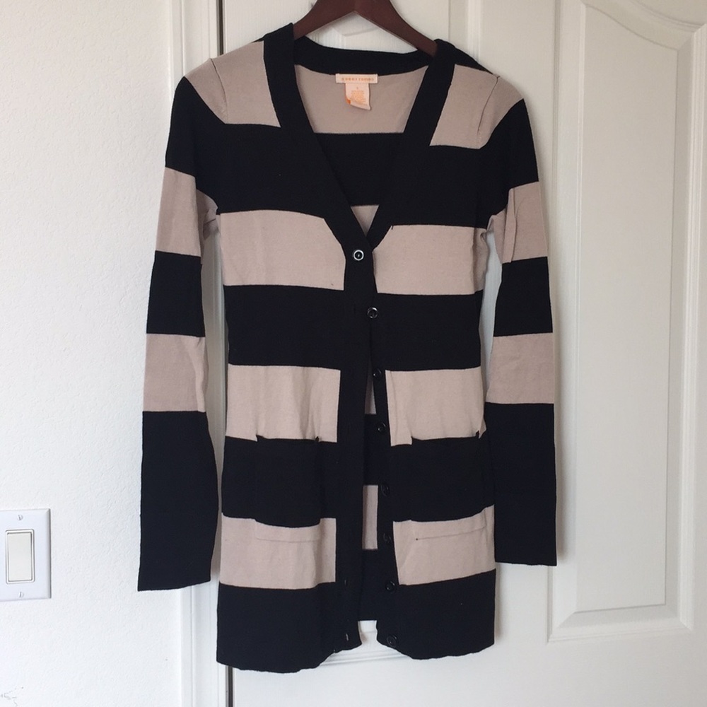 Sweet Romeo Black and Tan Striped Cardigan S
